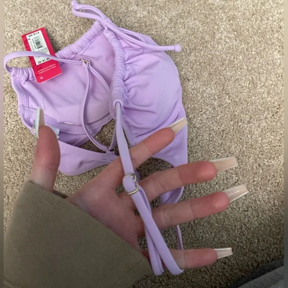 lavender shirred underwire bikini top - Picture 5 of 8